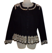 LUXE MODA Lavishly Embellished Black Jacket So Beautiful!! size S - £33.24 GBP