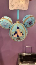 Disney Parks Castle on Mickey Mouse Shape Blue Embellished Ornament NEW