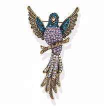 Purple Cubic Zirconia &amp; 18K Gold-Plated Eagle Brooch - £11.00 GBP
