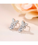 925 Sterling Silver 3.10Ct Round Cubic Zirconia Drop Dangle Butterfly Ea... - $119.99 CAD