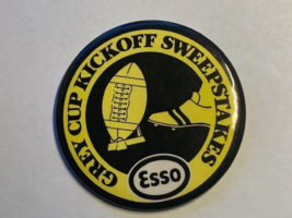 Vintage Esso Pinback Pin Grey Cup Kickoff Sweepstakes 3.5&quot; - £9.28 GBP