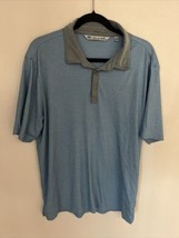 Travis Mathew Short Sleeve Golf Polo Shirt Mens Large Blue Gray Stretch - $12.60