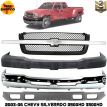 Front Bumper Chrome &amp; Grille Kit For 2003-2006 Chevy Silverado 2500HD 3500HD - £798.35 GBP