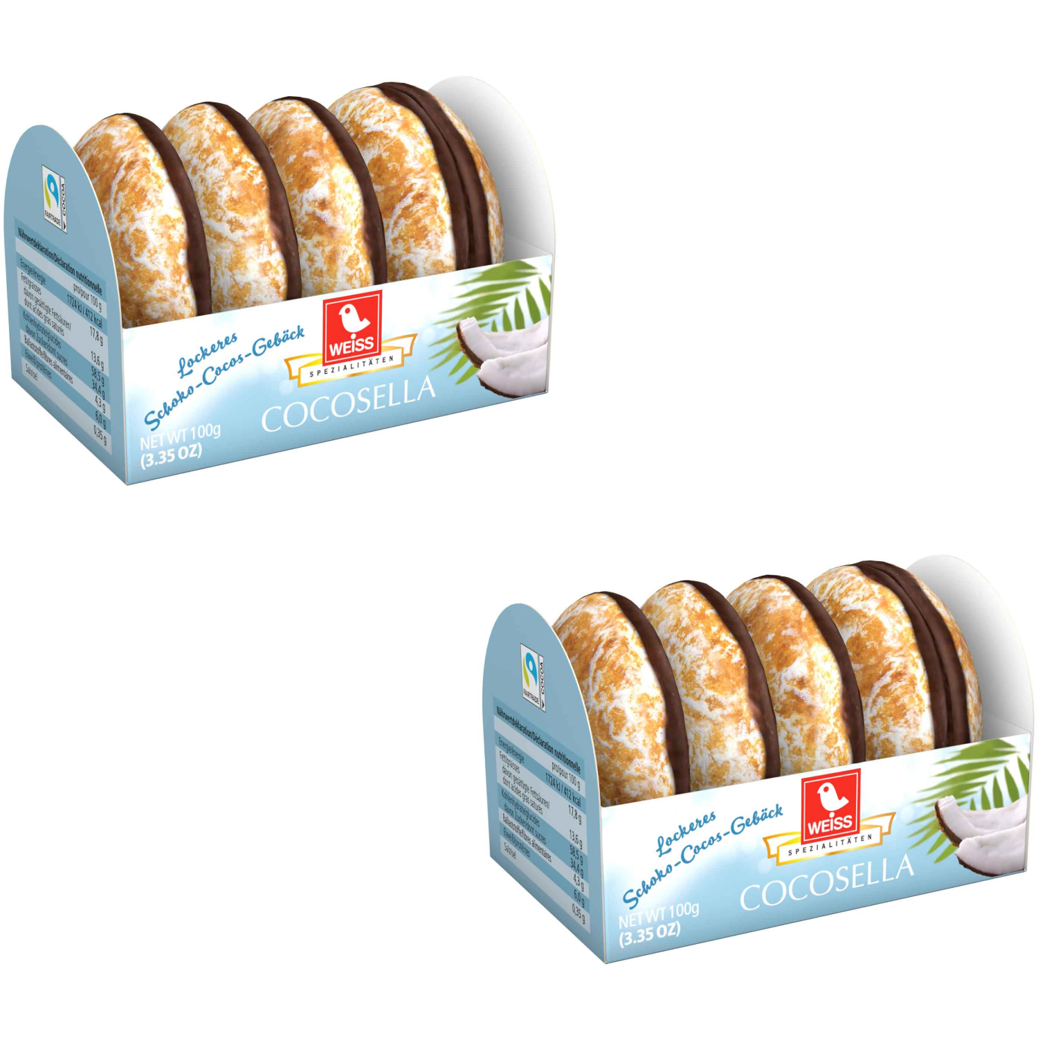 WEISS Cocosella coconut gingerbread PACK of 2 x 100g (3.53oz) FREE SHIP