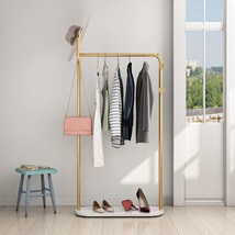 Freestanding Metal Coat Rack With Natural Marble Base, Hall Tree For Hom... - £92.06 GBP