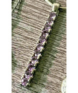 Sterling Silver.925 Amethyst 10 stone drop down  1.5&quot; Long Neckless Pend... - $599.65 MXN