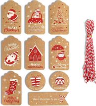 50Pcs Christmas Gift Tags, 10 Styles Christmas Kraft Paper Gift Tag Hang... - $9.90