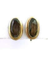 CC  Smoky BROWN GLASS EARRINGS Vintage 1/20 12KT Gold Filled Curtis Crea... - £13.21 GBP