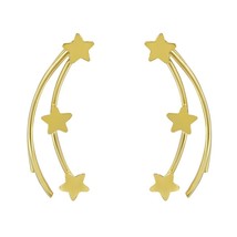 Night Sky Shooting Stars Gold-Plated Sterling Silver Crawler Earrings - £8.88 GBP