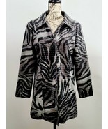 Selene Faux Snakeskin Black and Gray Abstract Tiger Print Jacket Sz L - £23.97 GBP