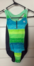 ZeroXposur Blue and Green One Piece Swimwear Sporty Design Size M(10/12) - $22.10