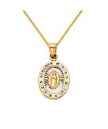 Genuine 14k Two-Tone Gold 0.59" CZ Guadalupe Medallion Pendant Necklace ... - $443.52+