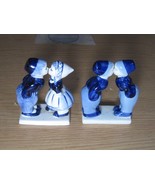 2 Sets Delft Blue and White Holland Porcelain Statue Decor Kissing Kids - $44.55