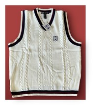 Cable Knit Vest Mens XL Ivory V-Neck Cricket 90’s Tenniscore Halloween Costume - £14.11 GBP