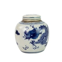 Beautiful Blue and White Dragon Motif Porcelain Ginger Jar 6&quot; - £54.80 GBP