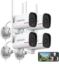 Dekco Home Security Cameras 1080P Pan Rotating 180° Wired Outdoor, 4Pack - £145.04 GBP