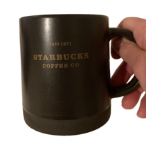 Starbucks MUG Dark Brown 2017 Bottom Trim 16 oz Gold Lettering - $19.79