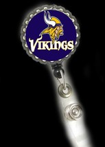 Minnesota Vikings work Retractable Reel ID Badge Holder nurse Cna Rn Lpn DR Xray - £3.83 GBP