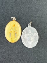 Lot of Double Sided Oval Enamel Mother Mary &amp; Silvertone Jesus King Pendants or  - £9.02 GBP