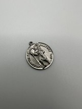 Vintage Sterling Silver St Christopher Protect Us Medal 2.2cm NB1 - $36.43 CAD