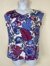 Talbots Womens Plus Size X (0X) Floral V-neck Knit T-shirt Cap Sleeve - $9.23