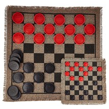 Giant &amp; Mini Checkers Rugs Bundle - 2 Reversible Checkerboard Rugs With 3-In-1 C - £34.00 GBP