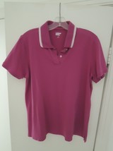 Ladies Polo Shirt Size XL Lands End Magenta Color Cotton Blend Collared ... - £10.04 GBP