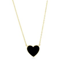 14K Yellow Gold, Onyx Heart Necklace - £410.81 GBP