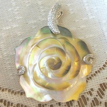 Mother of Pearl Shell Carved Flower Pendant, 50mm - $27.00