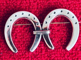 DUAL HORSESHOE PIN EUC GOLDMAN - KOLBER SIGNED STERLING RARE - $282.15