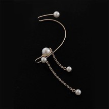 925 Silver Ear Cuff Gold Filled Ear Climber Handmade Natural Pearl Earri... - $51.59