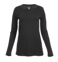 Blue Mountain YLK-1071 Women&#39;s Solid Long Sleeve Scoop Neck T-Shirt, Bla... - $27.90