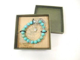 Big Sky Silver Magnesite and Swarovski Crystal Floating Cross Bracelet Jewelry - £78.72 GBP