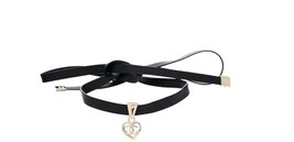 NIB AUTHENTIC Chanel Lambskin CC Heart Choker Necklace Black - £519.58 GBP