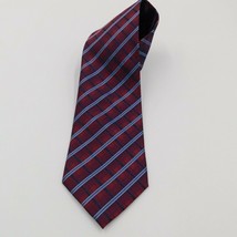 Kenneth Cole New York Mens Silk Necktie Burgundy Red Blue Stripe Handmade Tie - £4.74 GBP