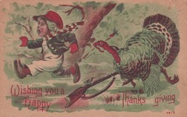 Wishing You A Happy Thanksgiving Turkey Boy 1948 Ottawa Kansas Postcard D42 - $2.99