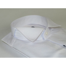 Men Tux Formal 100% Cotton Shirt MANSCHETT Turkey Slim Fit 303-01 White Wing tip image 3