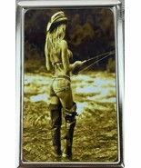 Cigarette Case Sexy Lady Fisherman in Waders for 100&#39;s Cigarettes - $440.90 MXN