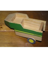 Used Learning Curved Green Yellow Painted JOHN DEERE Wood Tractor Traile... - £6.07 GBP