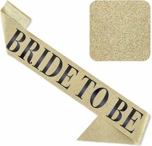 &#39;Bride to Be&#39; Sash for Bachelorette Party - Bridal Shower Gold Glitter Sash - £9.48 GBP