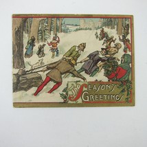 Trade Card Farm Journal of Philadelphia Maude Humphrey Signed Christmas Log Snow - £23.62 GBP