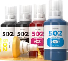 502 Ink Refill Bottles Compatible Refill Ink Replacement for EPSON Ecotank ET 27 - £44.22 GBP