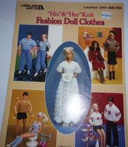 Leisure Arts His &amp; Her Knit Fashion Doll Clothes Leaflet 341 Mattel 1984 - £4.67 GBP