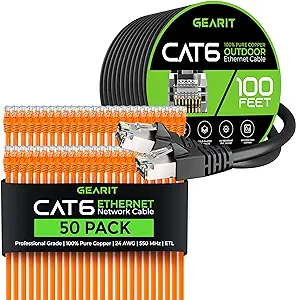 GearIT 50Pack 1ft Cat6 Ethernet Cable &amp; 100ft Cat6 Cable - $212.99