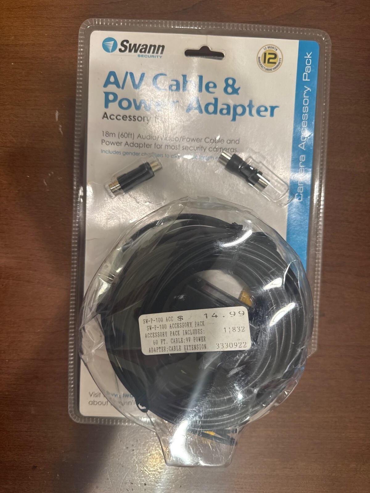 A/V Cable &amp; Power Adapter Accessory pack Swann Security 18m (60ft) Audio... - $14.84