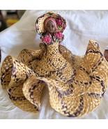 Decorative Handmade Carribean Folkart Doll Woven Straw Dress Hat w Pink ... - €16,19 EUR