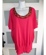 Faded Glory Watermelon Cold Shoulder Top W/Embellishment Size 3X Women&#39;s... - $455.76 MXN