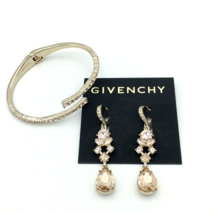 GIVENCHY peachy pink crystal drop earrings & hinged bracelet set - gold-tone - $40.00