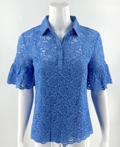 Banana Republic Top Size XS Blue Lace Over Cami Ruffle Sleeve Collared Layered - £19.46 GBP
