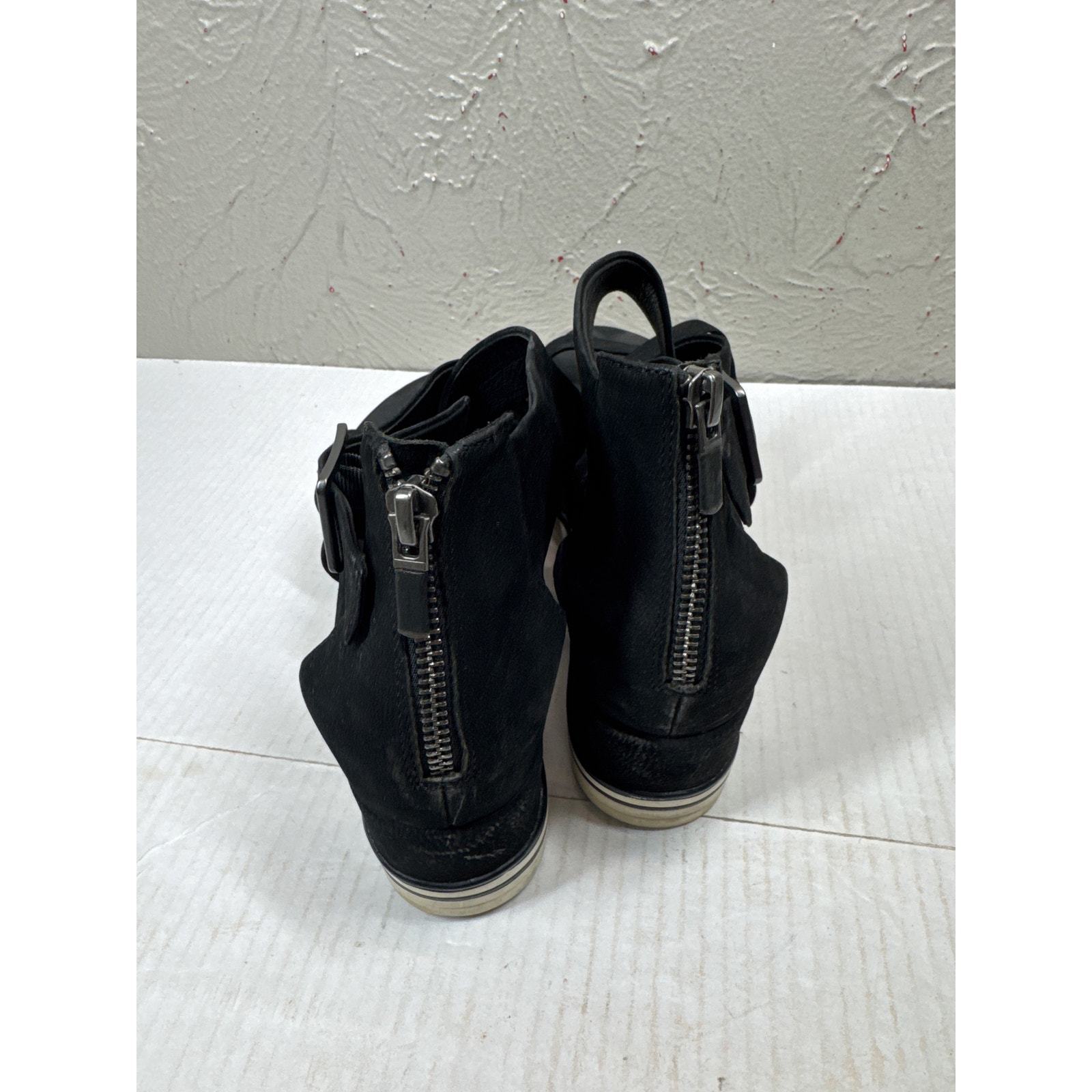 Eileen Fisher Black Boost Platform Wedge Strappy Sandals Suede Chunky Size 9 Item image 3